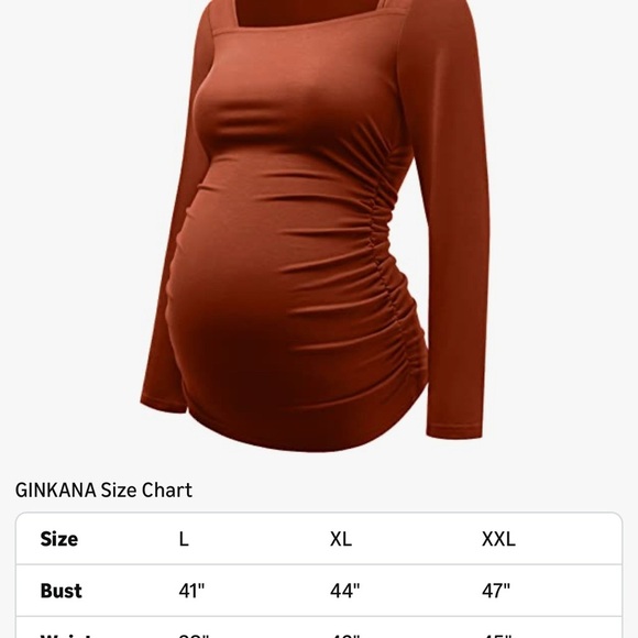 GINKANA Maternity Shirts Square Neck Slim Fit Tee Top Pregnancy - Picture 8 of 8